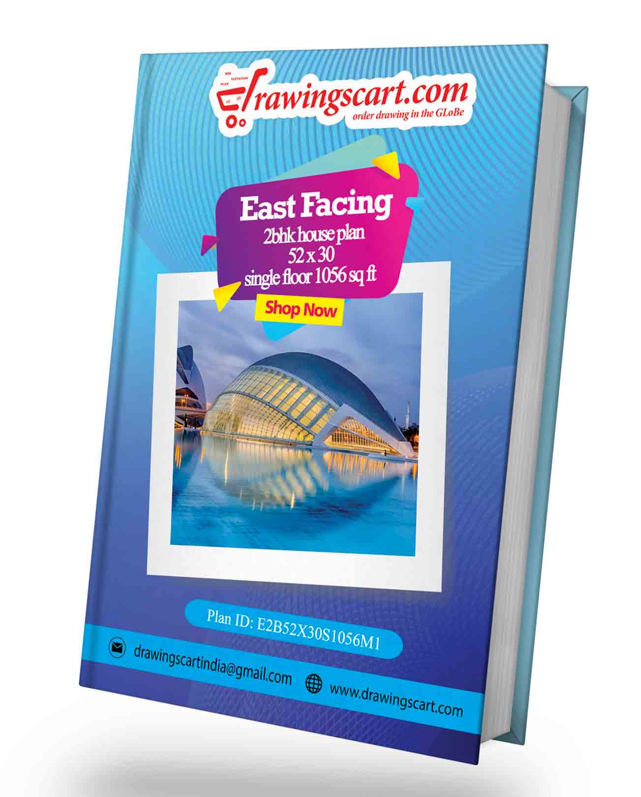 1056 sq ft 2 Bedroom East Facing Vastu House Plan - Single Floor, 52x30 